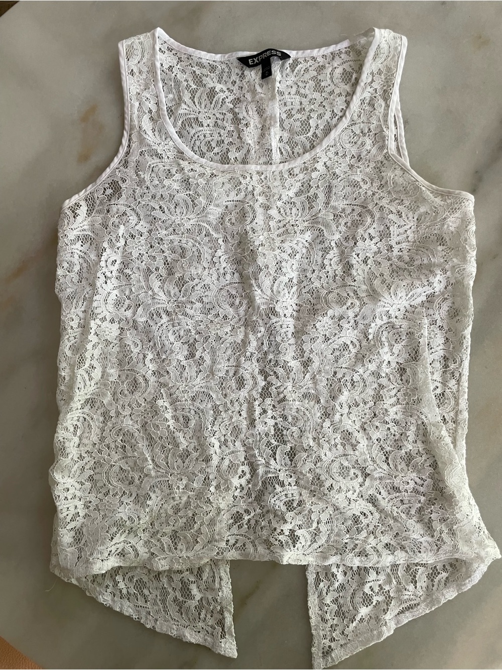 Express White Floral Lace Tank Top size M
